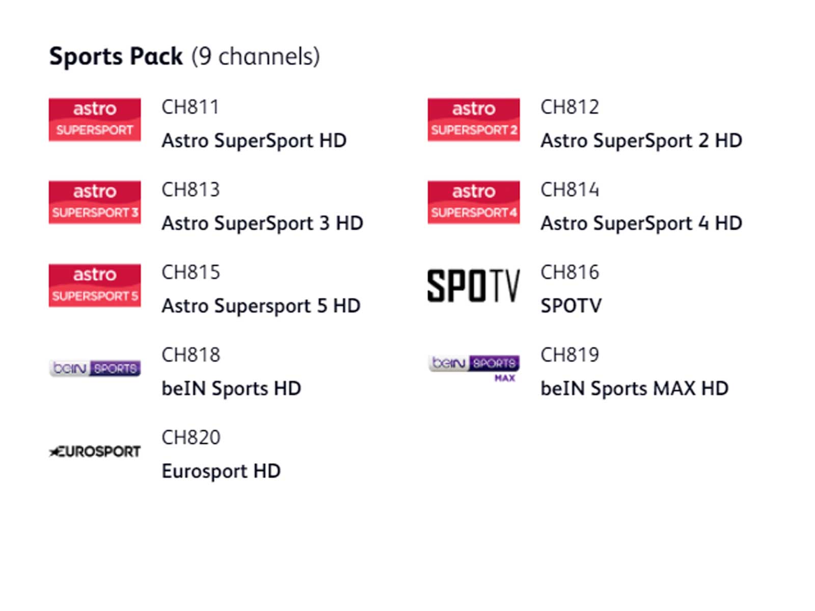 astro sport channel